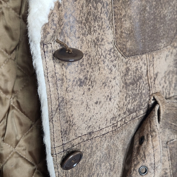 MODA INTERNATIONAL Distressed Genuine Leather Jacket Coat - Picture 8 of 9